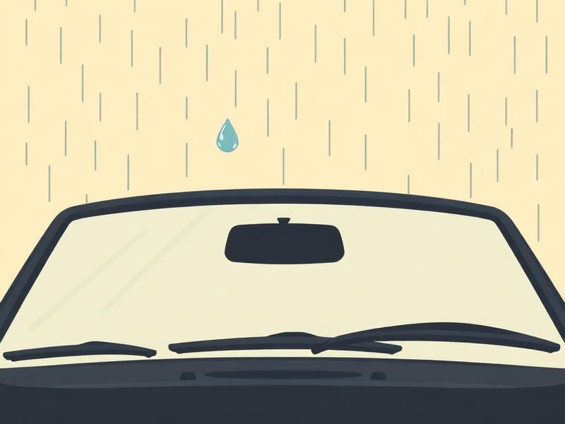 Rain falling on a windshield with wipers running